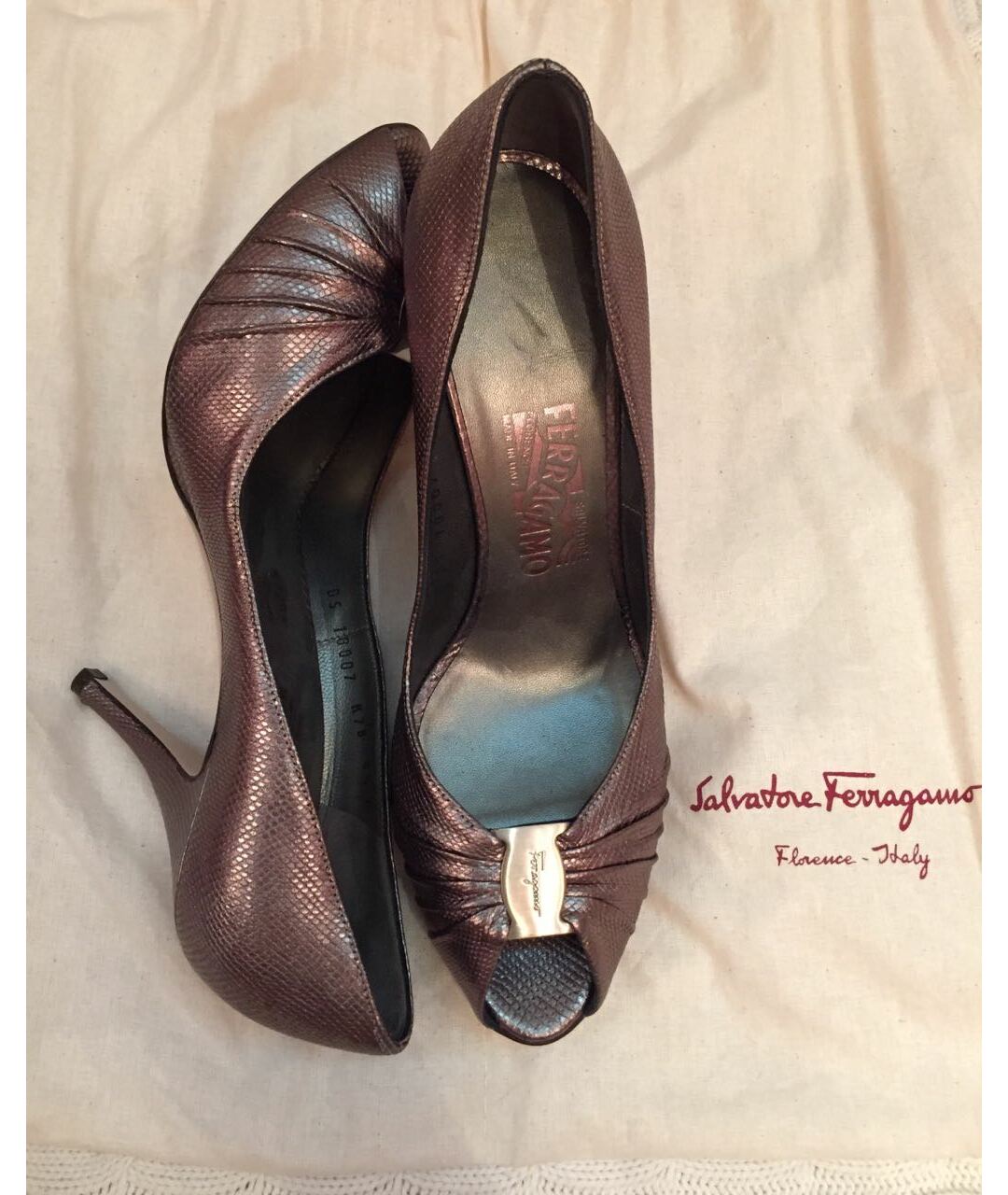 SALVATORE FERRAGAMO Бордовые кожаные туфли, фото 8
