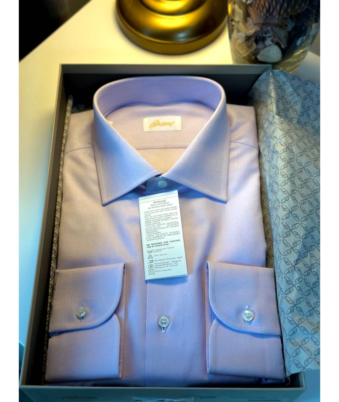 BRIONI Фиолетовая хлопковая классическая рубашка, фото 4