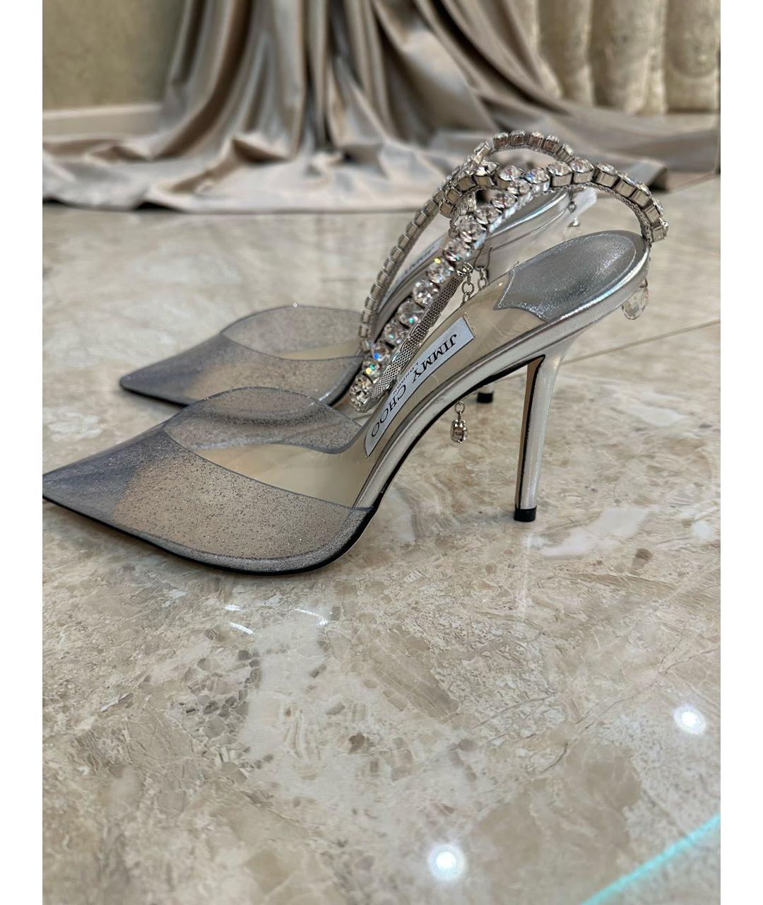 JIMMY CHOO Серебряные свадебные туфли на среднем каблуке, фото 5