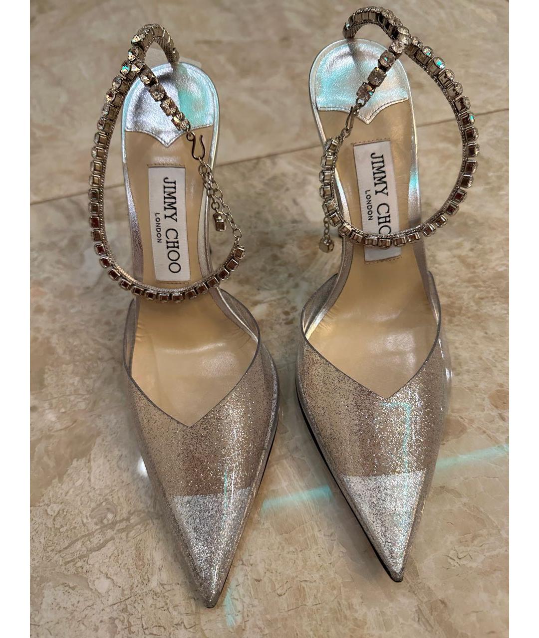 JIMMY CHOO Серебряные свадебные туфли на среднем каблуке, фото 2