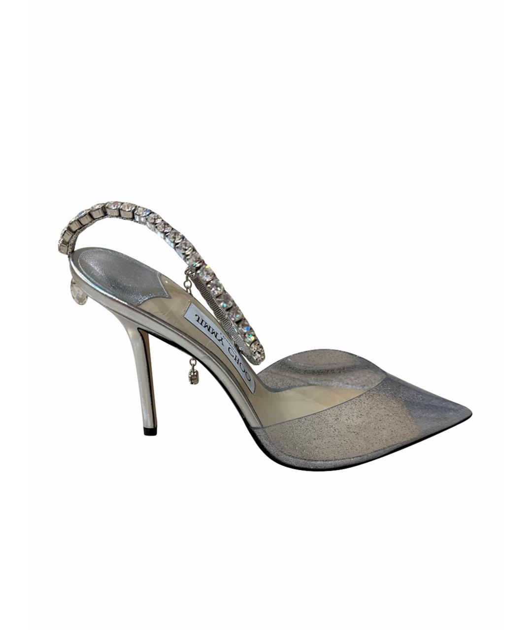 JIMMY CHOO Серебряные свадебные туфли на среднем каблуке, фото 1