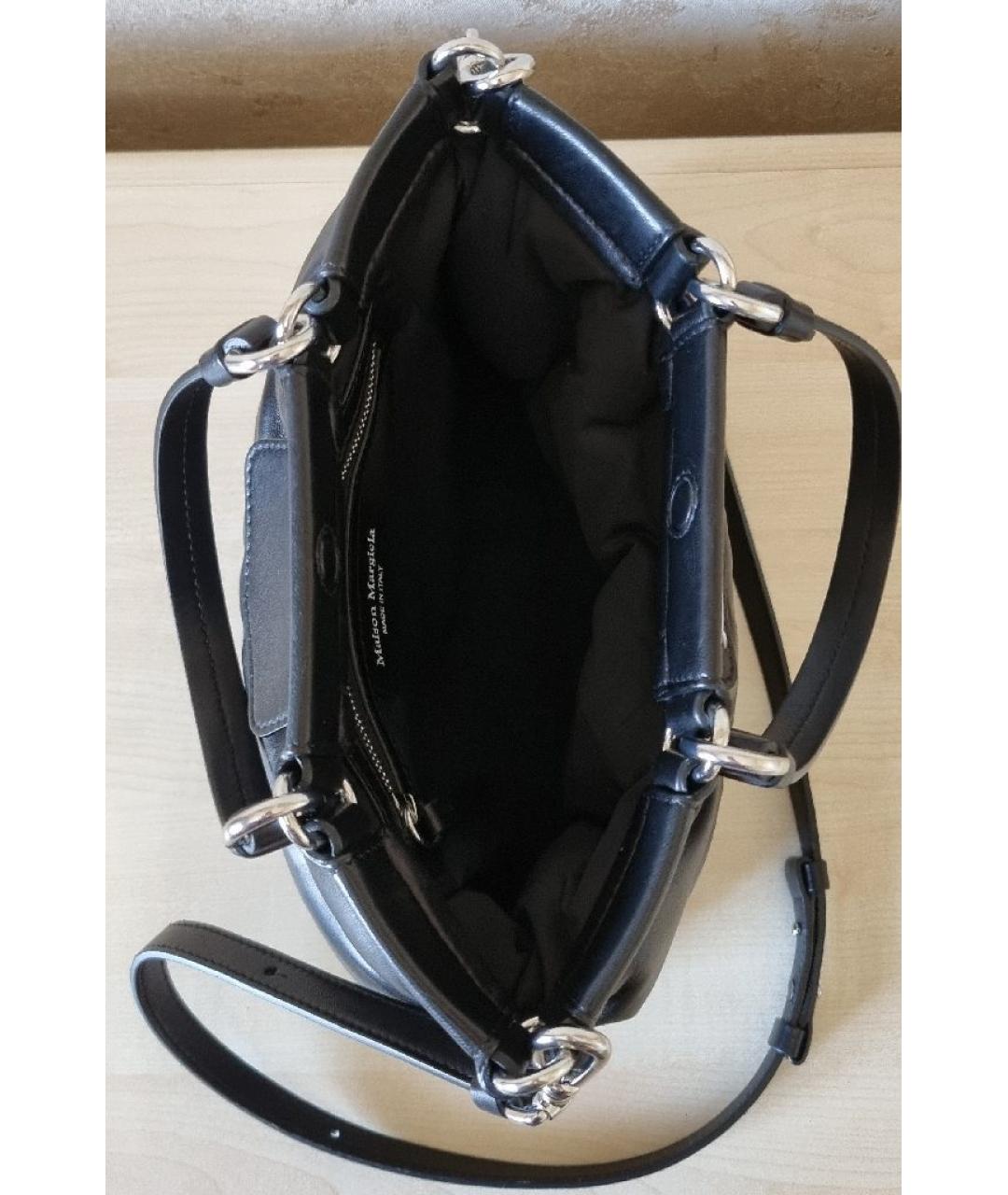 MAISON MARGIELA Черная кожаная сумка через плечо, фото 4