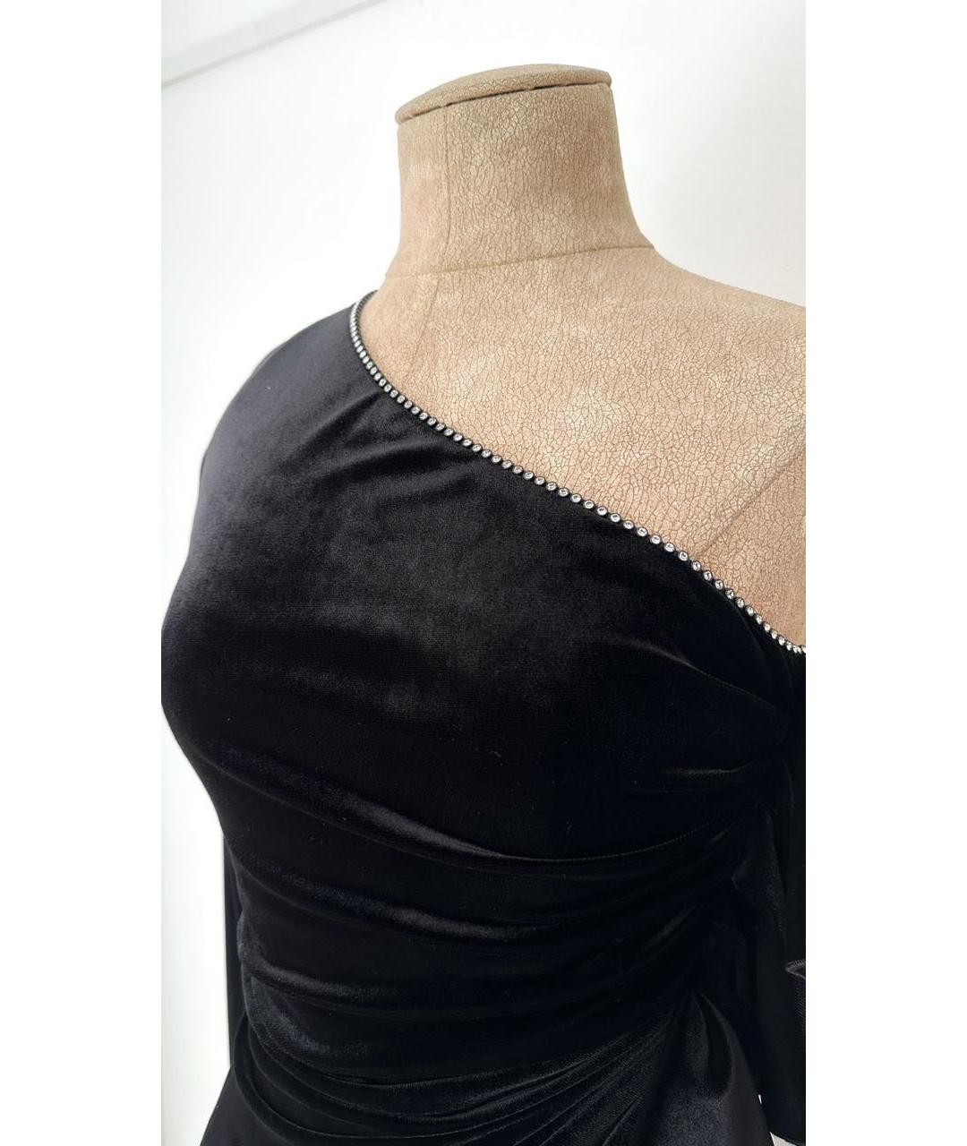 PHILOSOPHY DI LORENZO SERAFINI Черное полиэстеровое коктейльное платье, фото 7