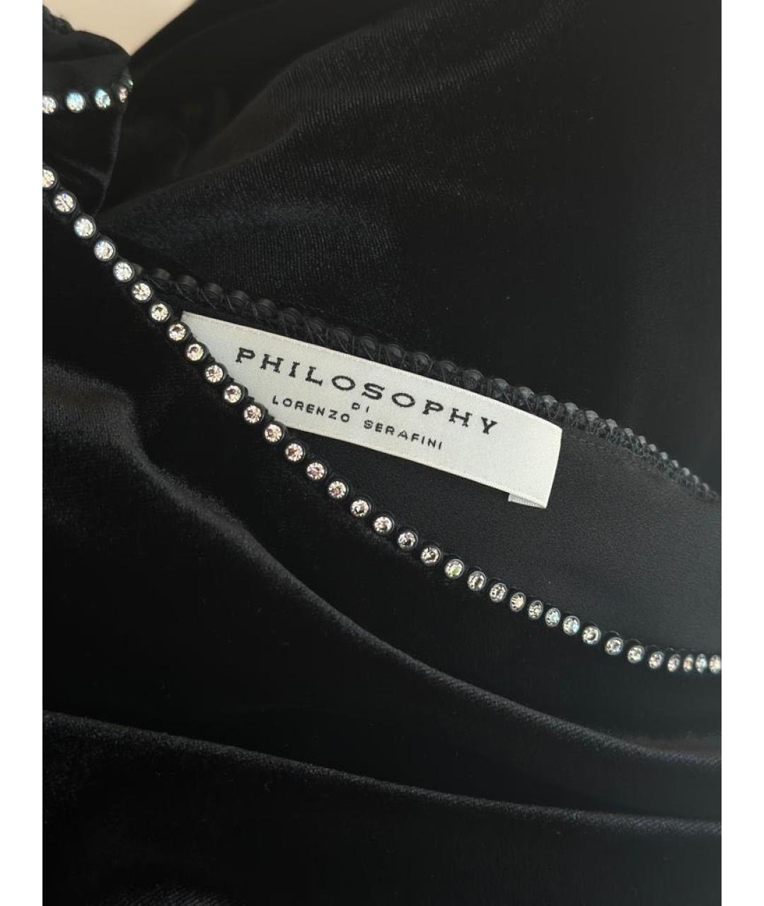 PHILOSOPHY DI LORENZO SERAFINI Черное полиэстеровое коктейльное платье, фото 5