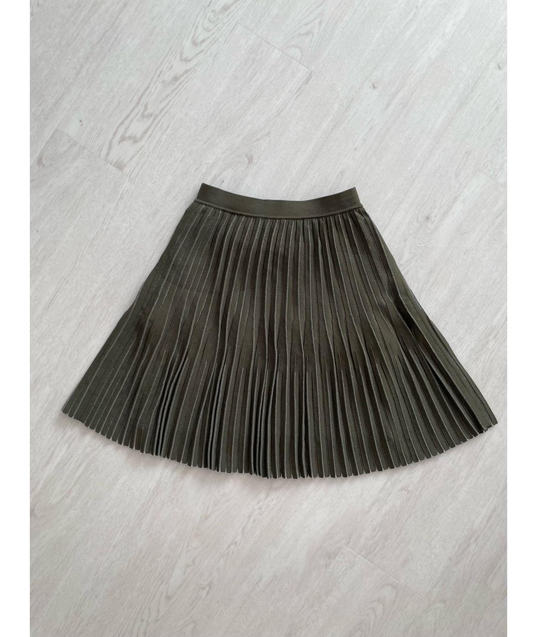 DION LEE Хаки вискозная юбка мини, фото 6