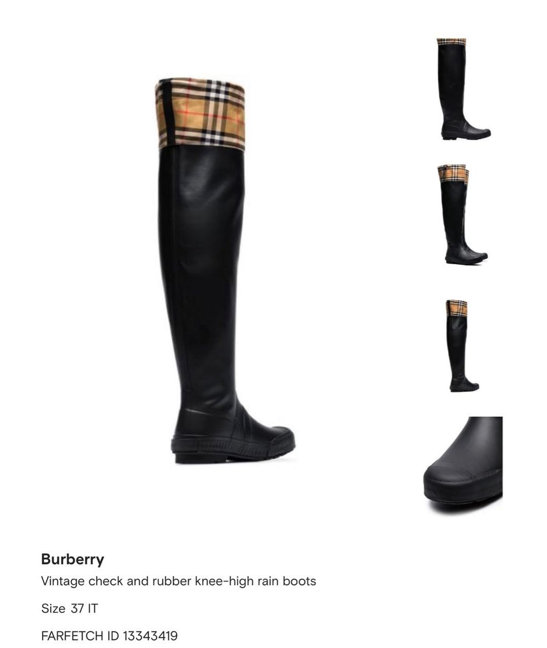 BURBERRY Черные резиновые сапоги, фото 2