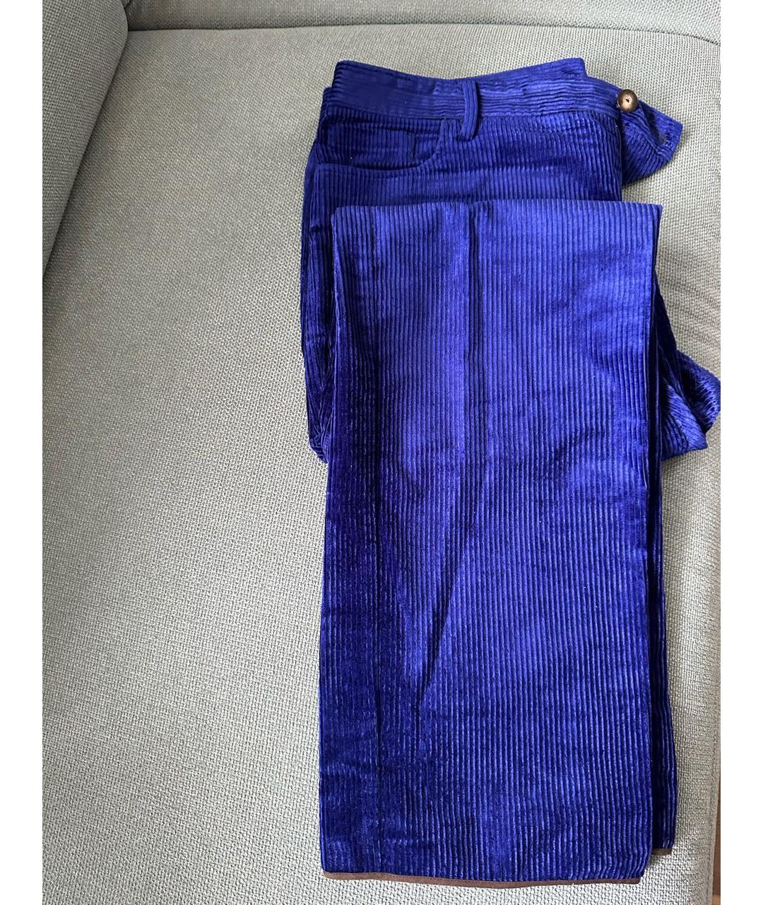 AGNONA Синие шелковые прямые брюки, фото 4