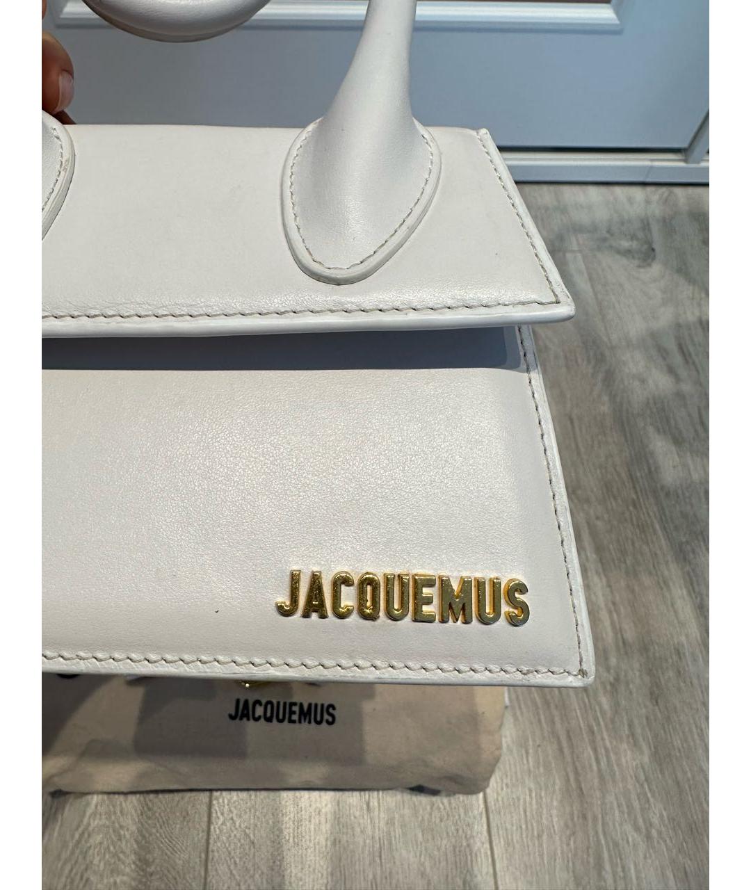 JACQUEMUS Белая кожаная сумка с короткими ручками, фото 6