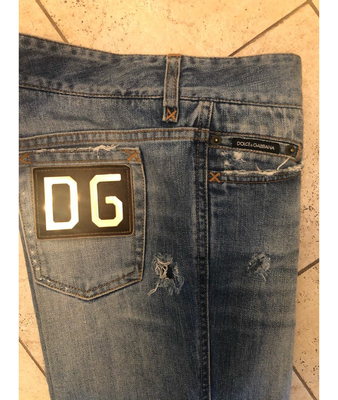 DOLCE & GABBANA VINTAGE Синие хлопковые джинсы клеш, фото 7