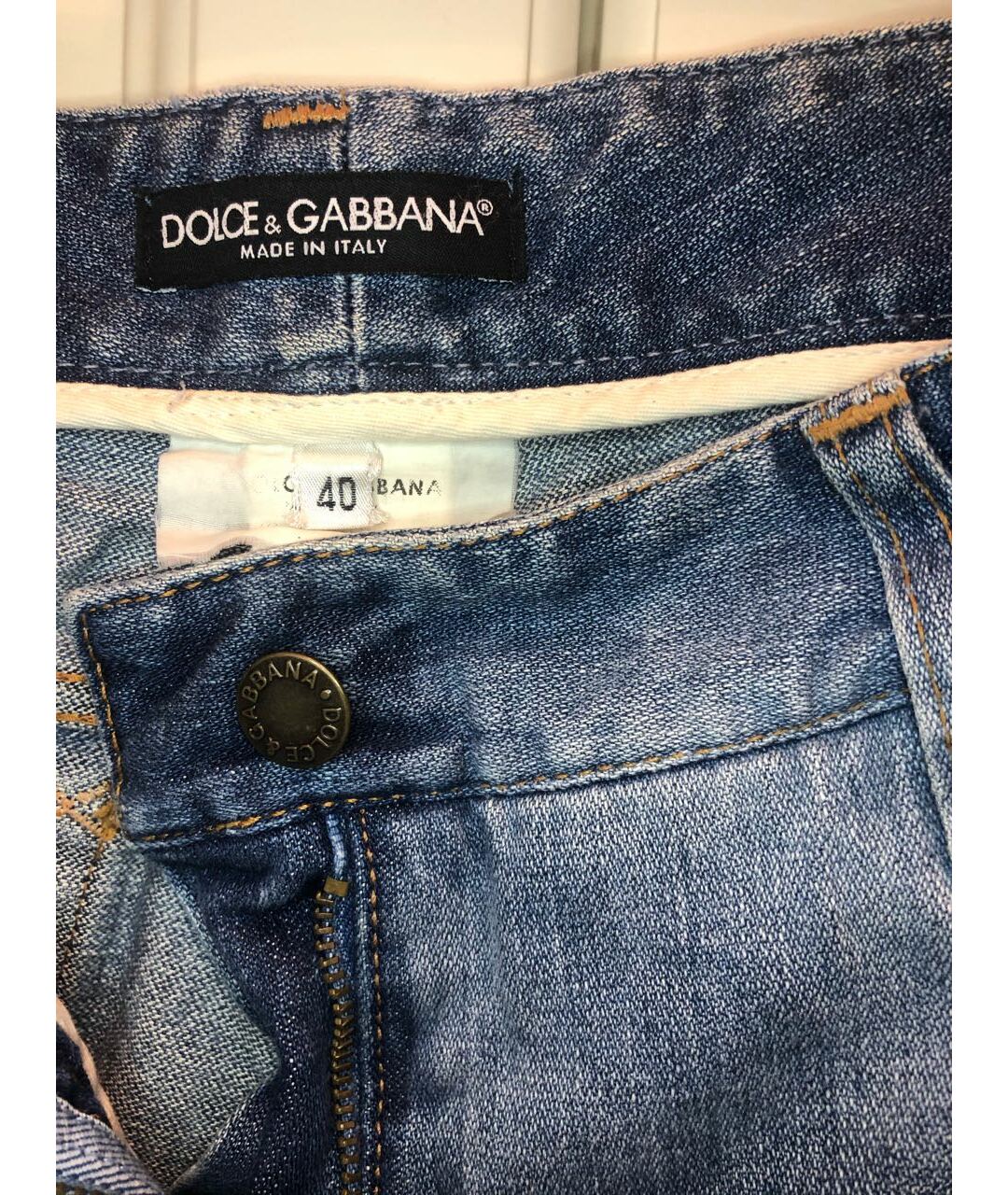 DOLCE & GABBANA VINTAGE Синие хлопковые джинсы клеш, фото 3