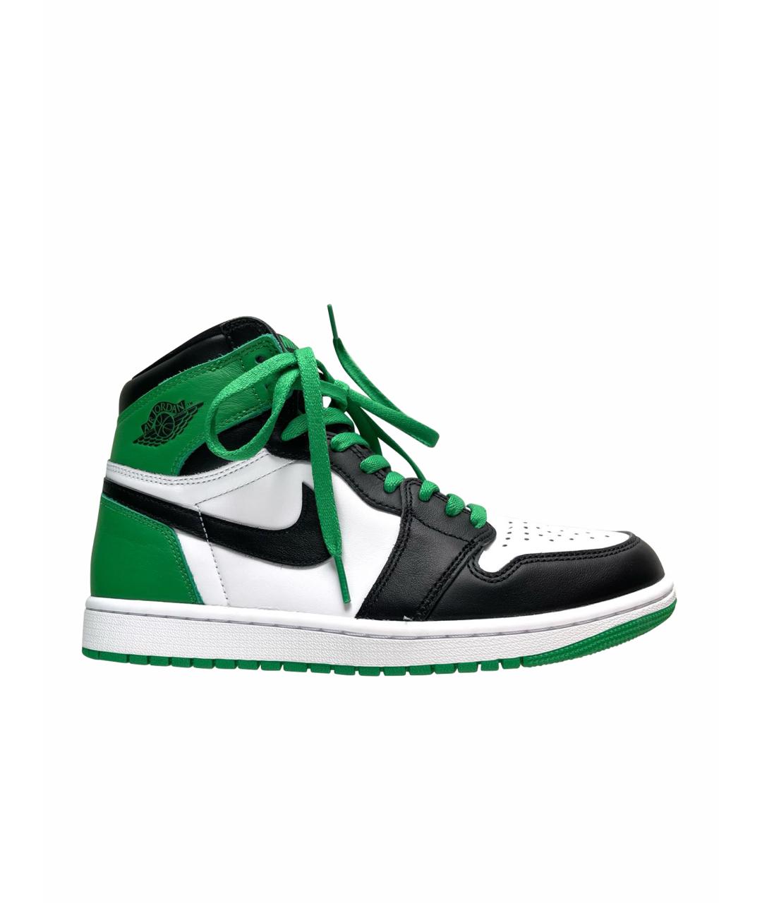 JORDAN Зеленые кожаные высокие кроссовки / кеды, фото 1