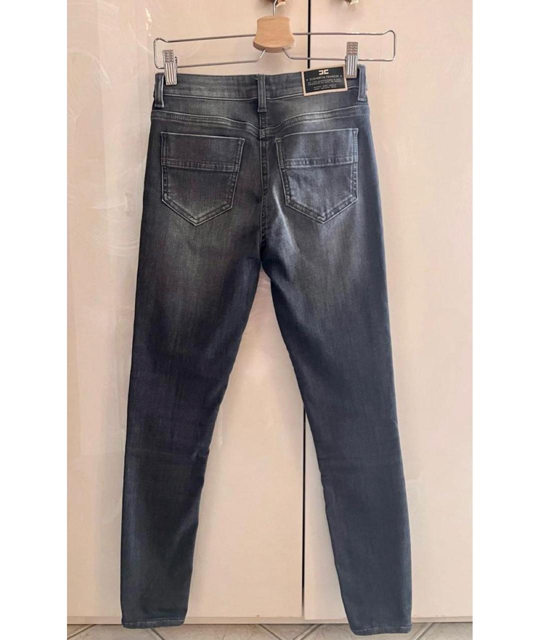 ELISABETTA FRANCHI Антрацитовые хлопко-полиэстеровые джинсы слим, фото 2
