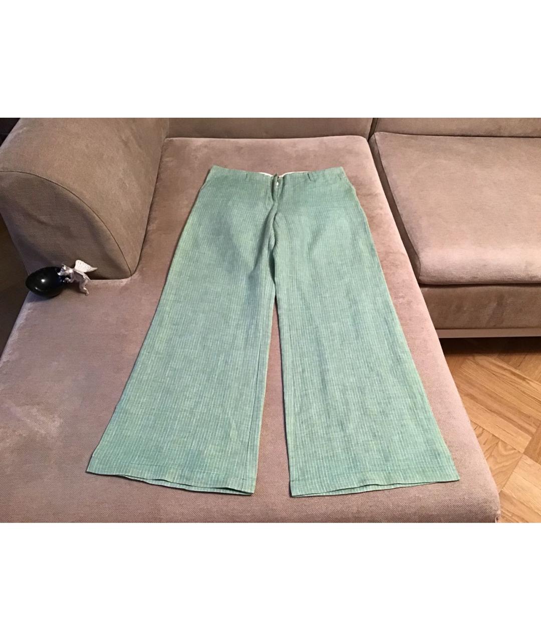 MALO Зеленые льняные брюки широкие, фото 9