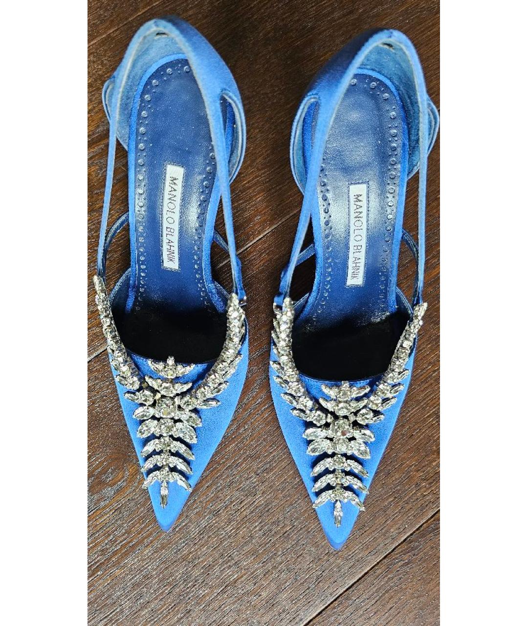 MANOLO BLAHNIK Синие текстильные туфли, фото 3