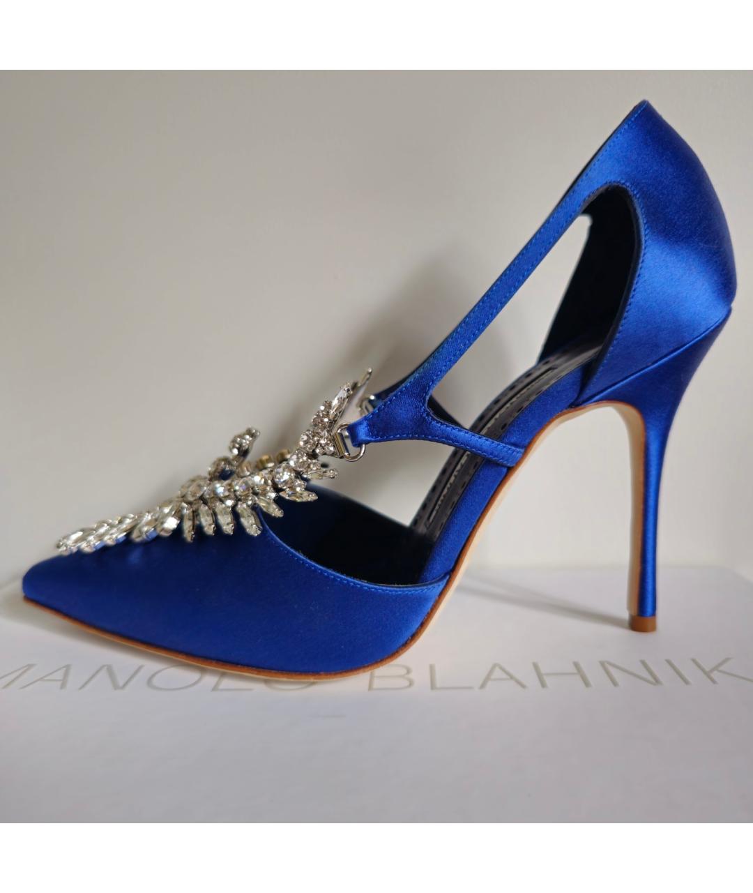 MANOLO BLAHNIK Синие текстильные туфли, фото 9