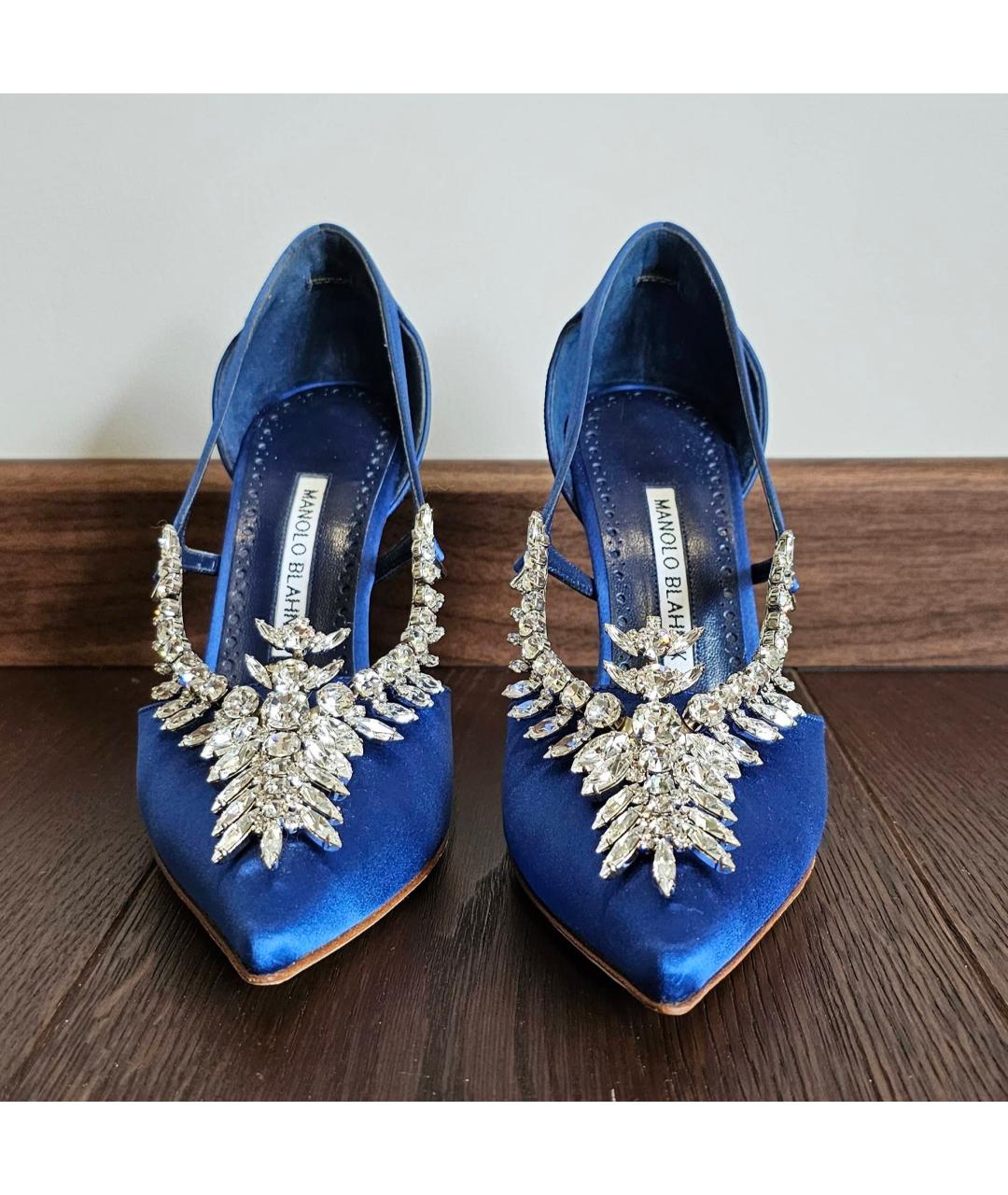 MANOLO BLAHNIK Синие текстильные туфли, фото 2