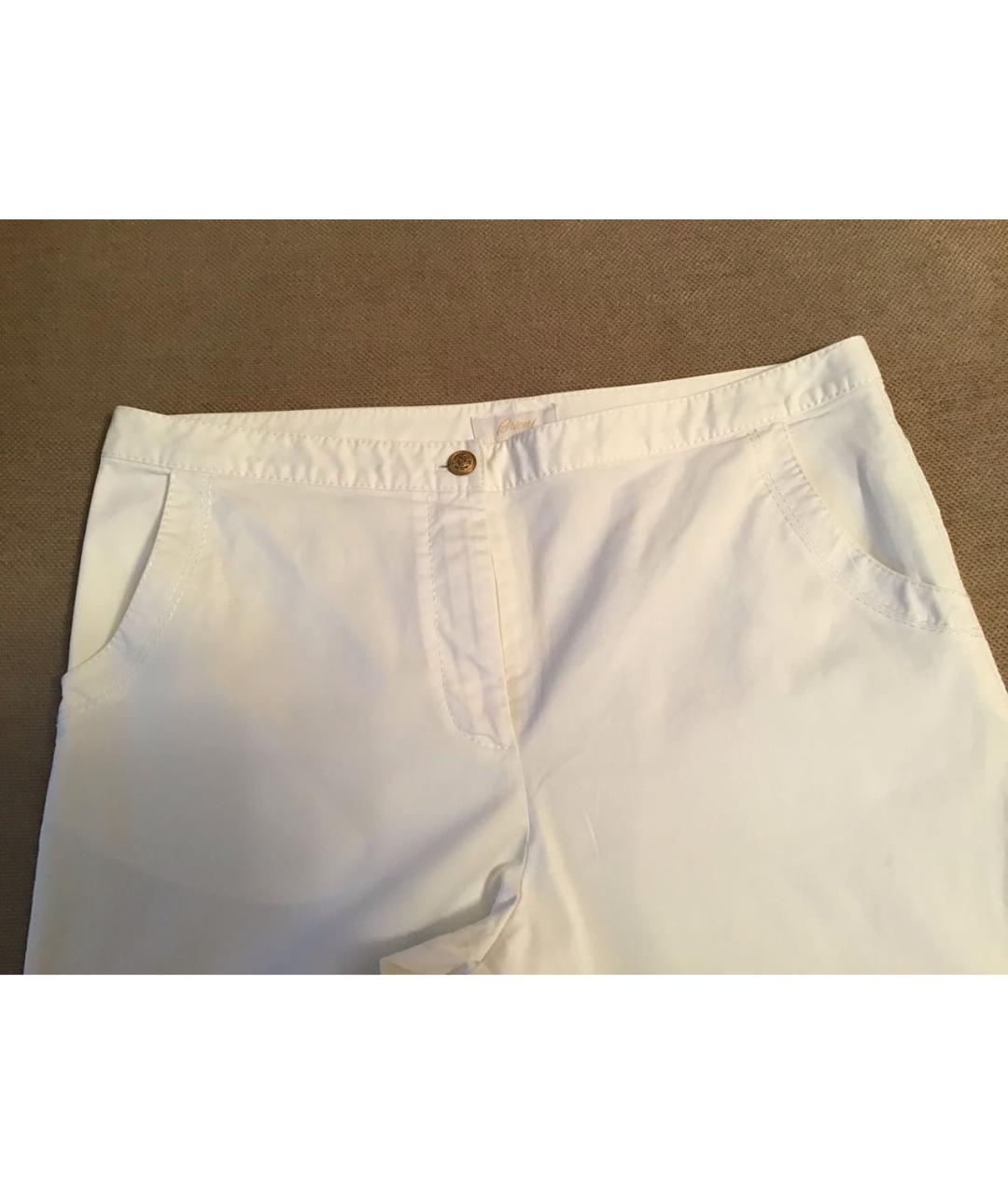 BRIONI Белые хлопковые прямые брюки, фото 5