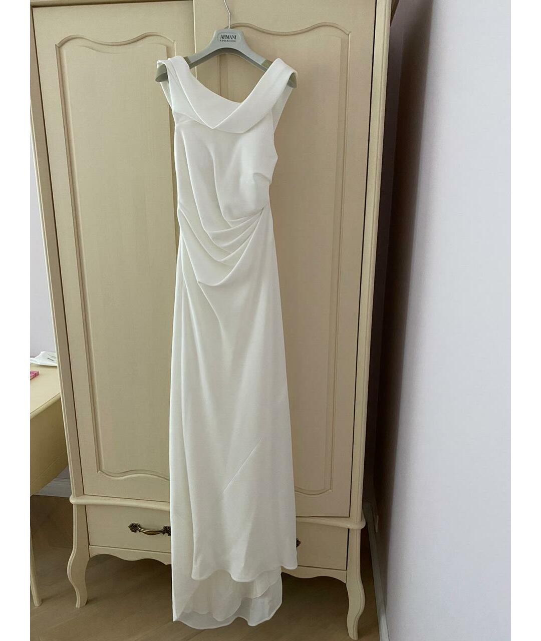 ARMANI COLLEZIONI Белое полиэстеровое вечернее платье, фото 3