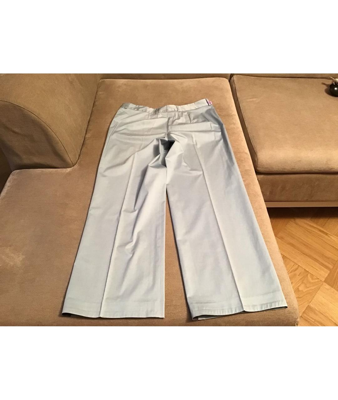 BRIONI Голубые хлопко-эластановые брюки широкие, фото 2