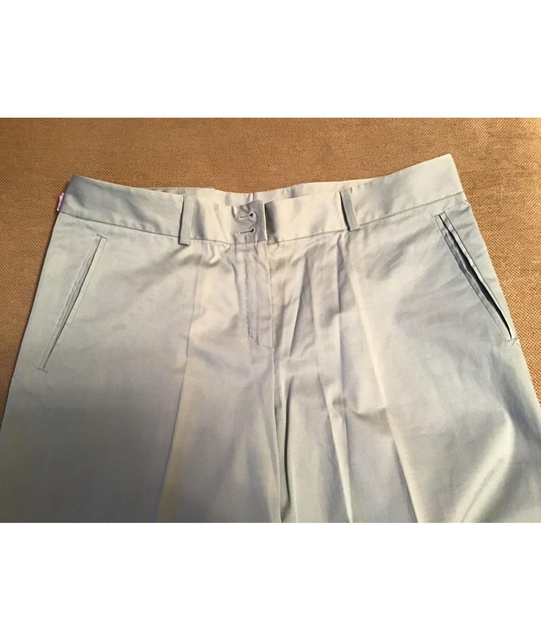 BRIONI Голубые хлопко-эластановые брюки широкие, фото 6