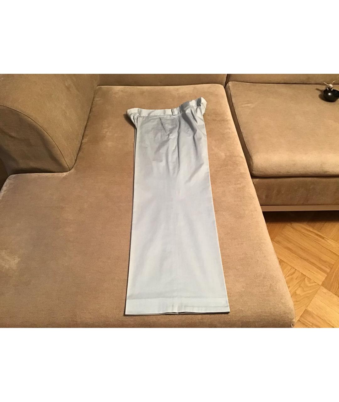 BRIONI Голубые хлопко-эластановые брюки широкие, фото 4
