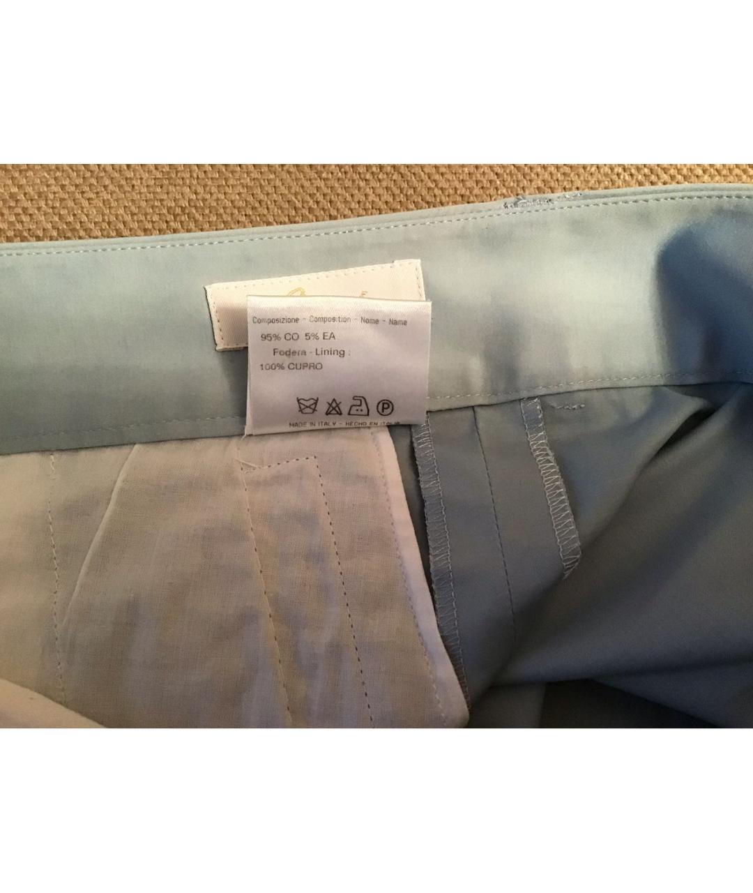 BRIONI Голубые хлопко-эластановые брюки широкие, фото 5