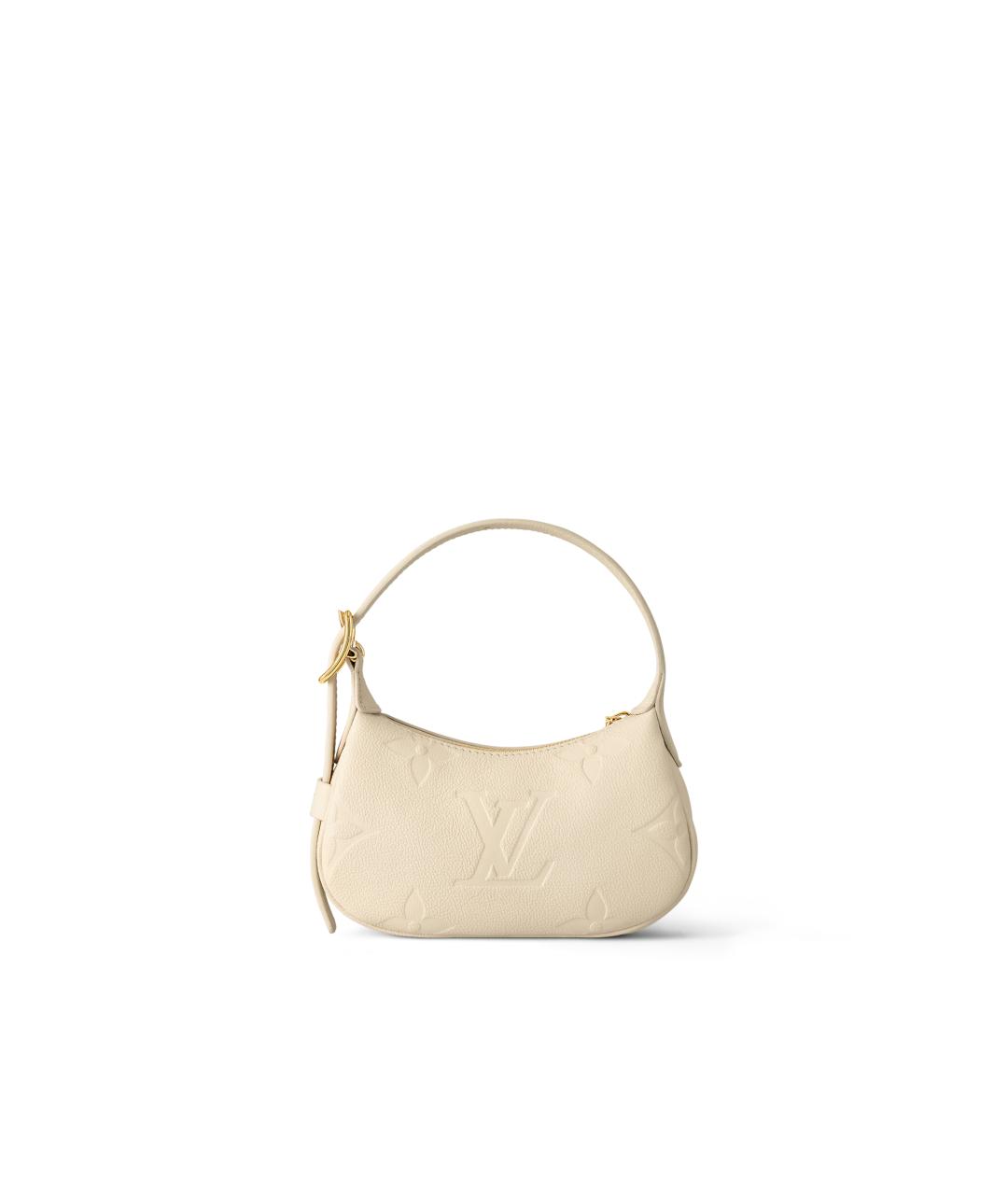LOUIS VUITTON Бежевая кожаная сумка с короткими ручками, фото 3