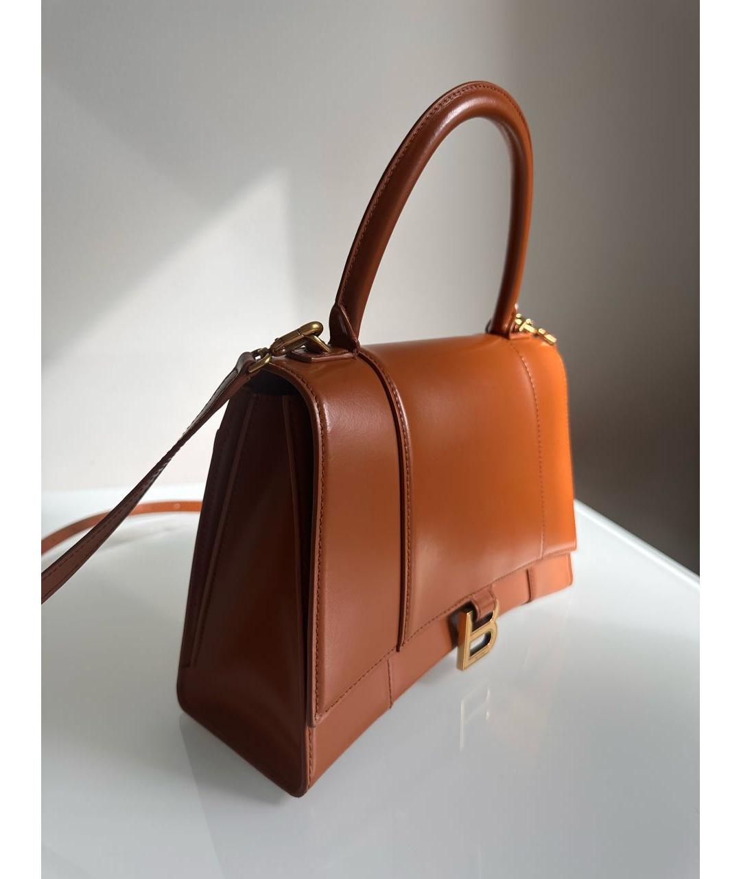 BALENCIAGA Коричневая кожаная сумка с короткими ручками, фото 3