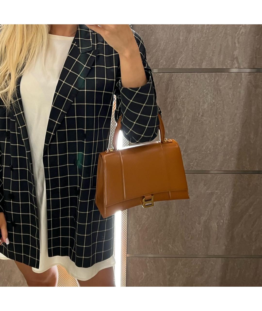 BALENCIAGA Коричневая кожаная сумка с короткими ручками, фото 6