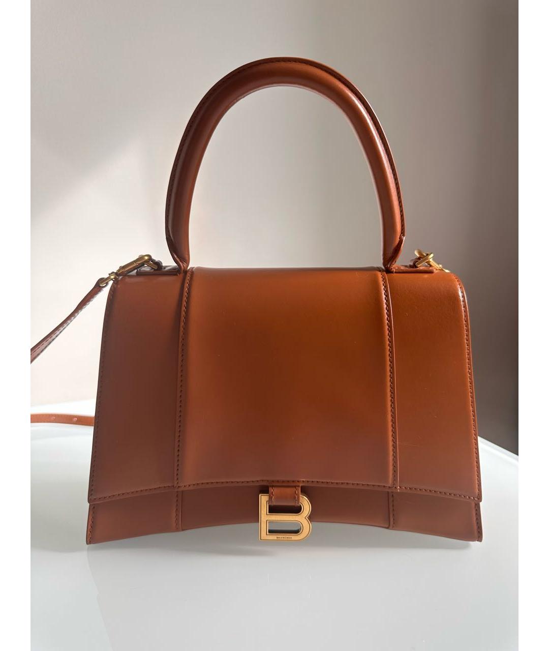 BALENCIAGA Коричневая кожаная сумка с короткими ручками, фото 7