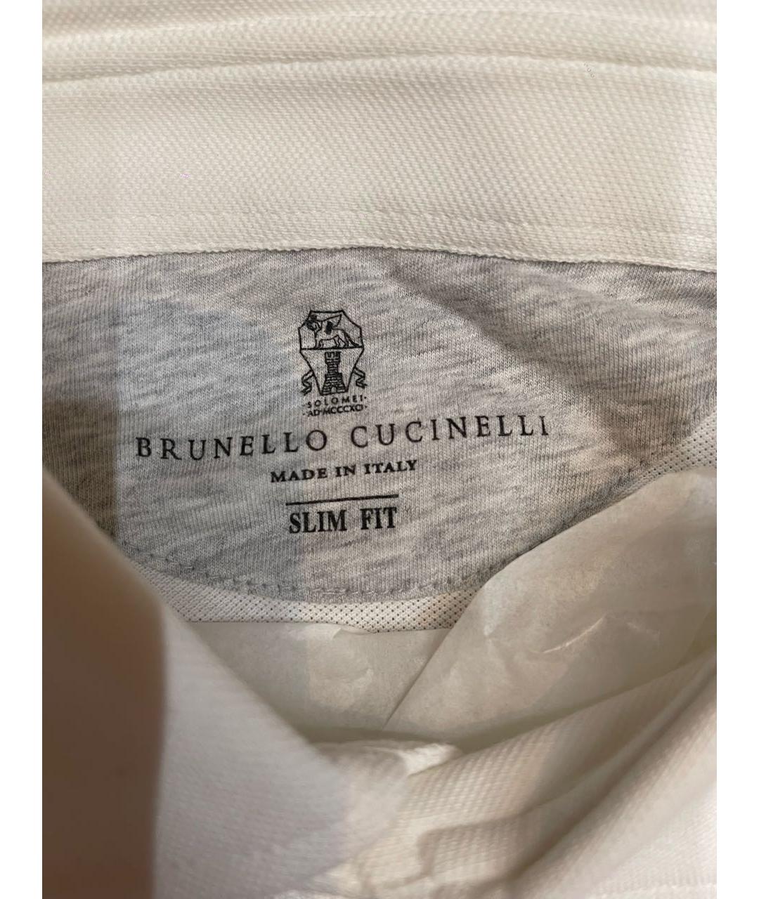 BRUNELLO CUCINELLI Белое хлопковое поло с длинным рукавом, фото 4