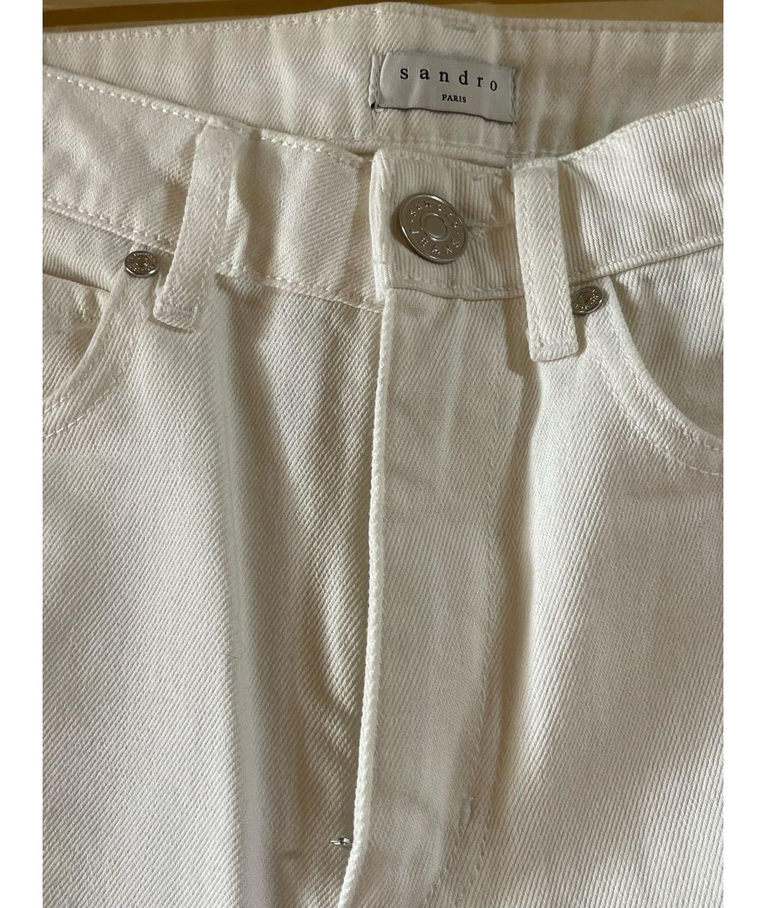 SANDRO Белые хлопковые прямые джинсы, фото 3