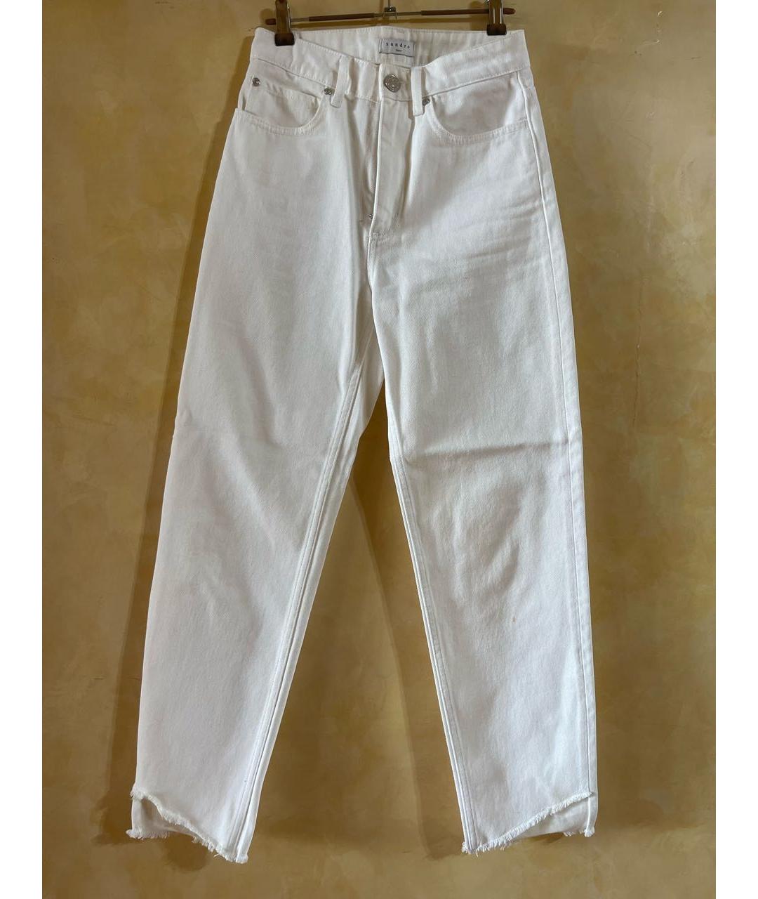 SANDRO Белые хлопковые прямые джинсы, фото 6
