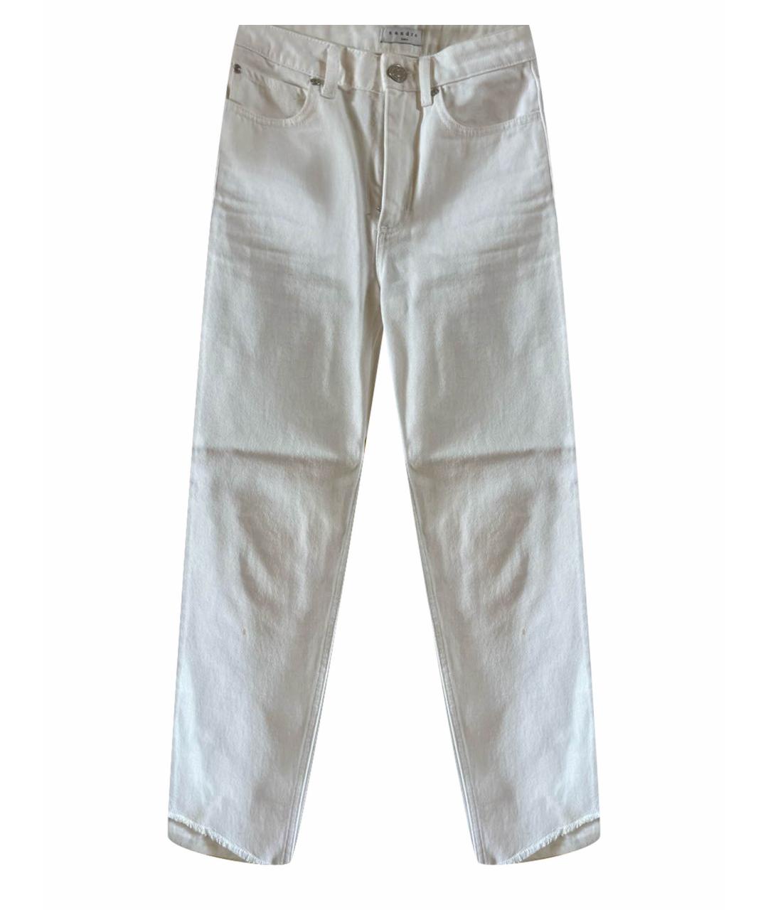 SANDRO Белые хлопковые прямые джинсы, фото 1