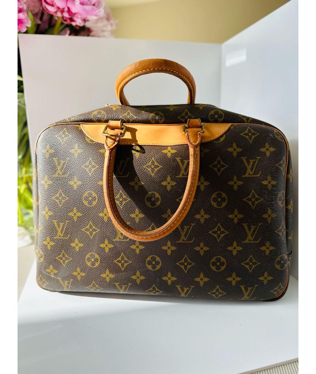 LOUIS VUITTON Коричневая кожаная сумка с короткими ручками, фото 3