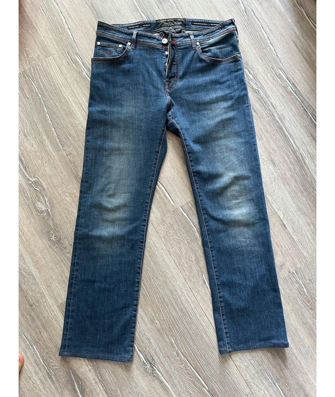 JACOB COHEN Синие хлопко-эластановые прямые джинсы, фото 9