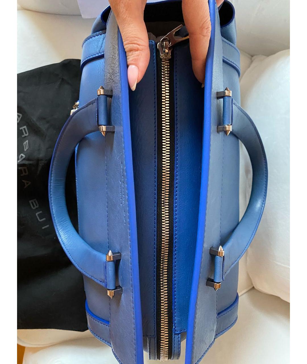 BARBARA BUI Синяя кожаная сумка с короткими ручками, фото 3