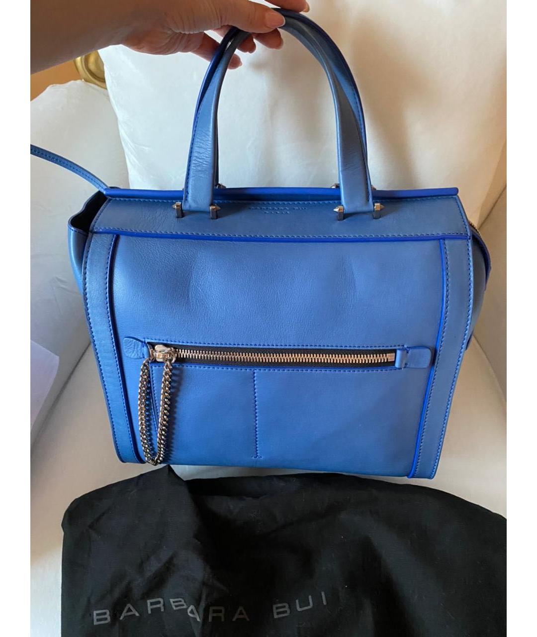 BARBARA BUI Синяя кожаная сумка с короткими ручками, фото 8