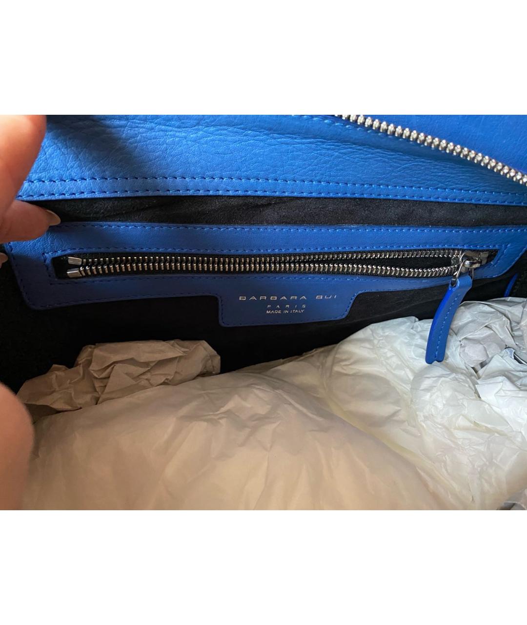 BARBARA BUI Синяя кожаная сумка с короткими ручками, фото 4