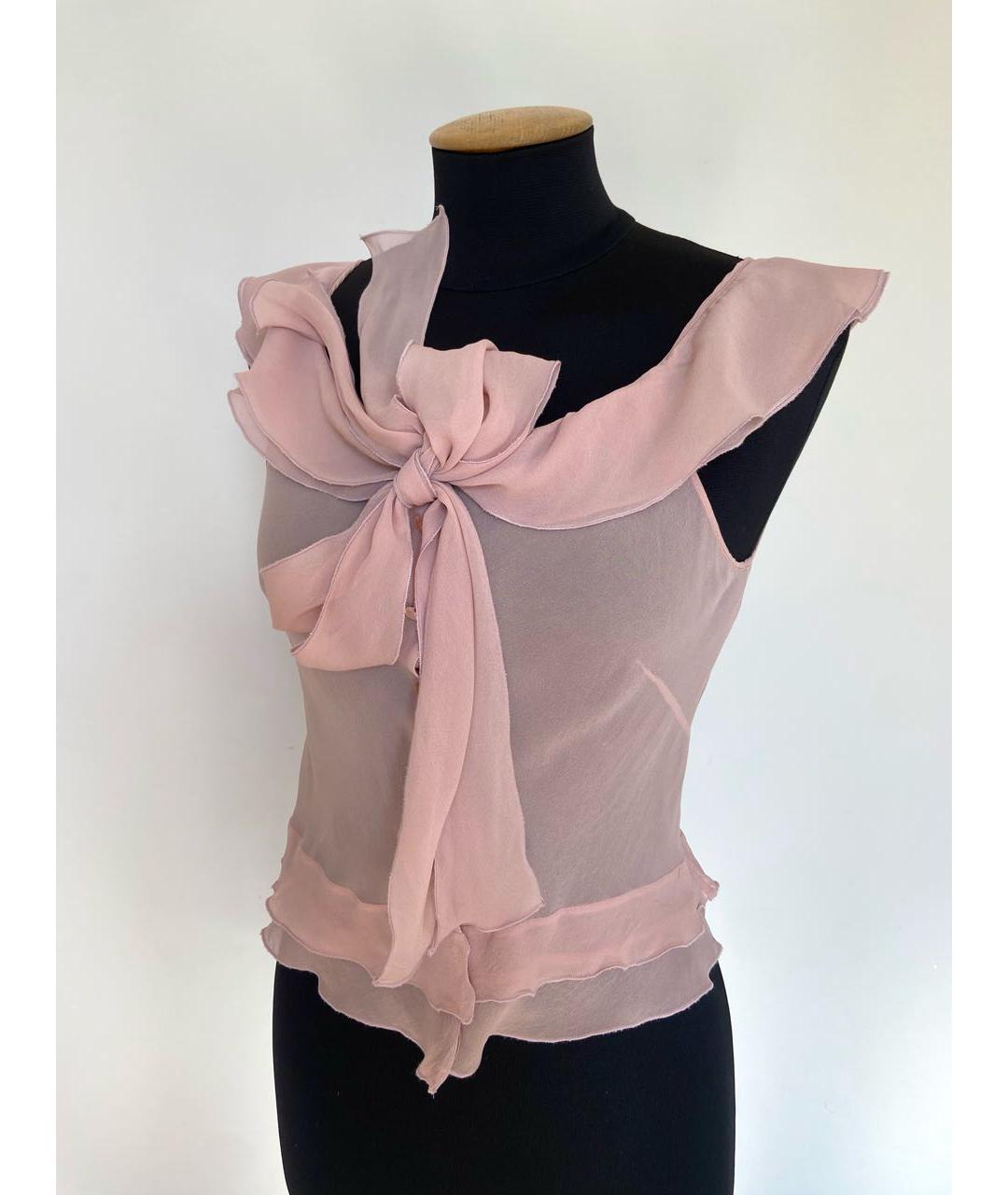 MOSCHINO Розовая шифоновая блузы, фото 4