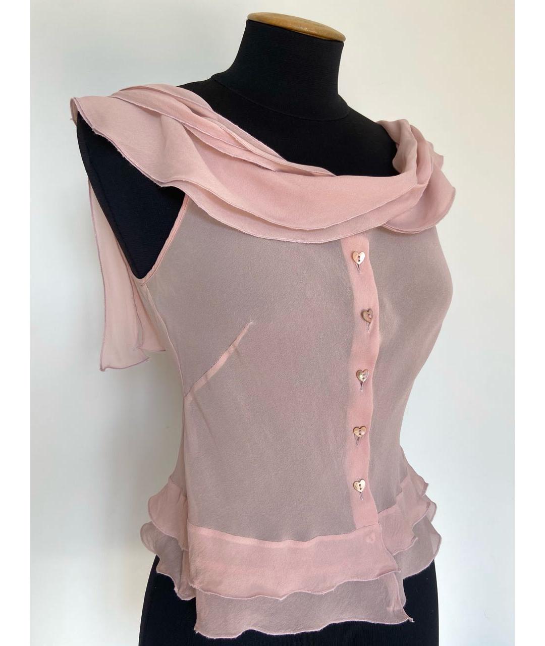 MOSCHINO Розовая шифоновая блузы, фото 6