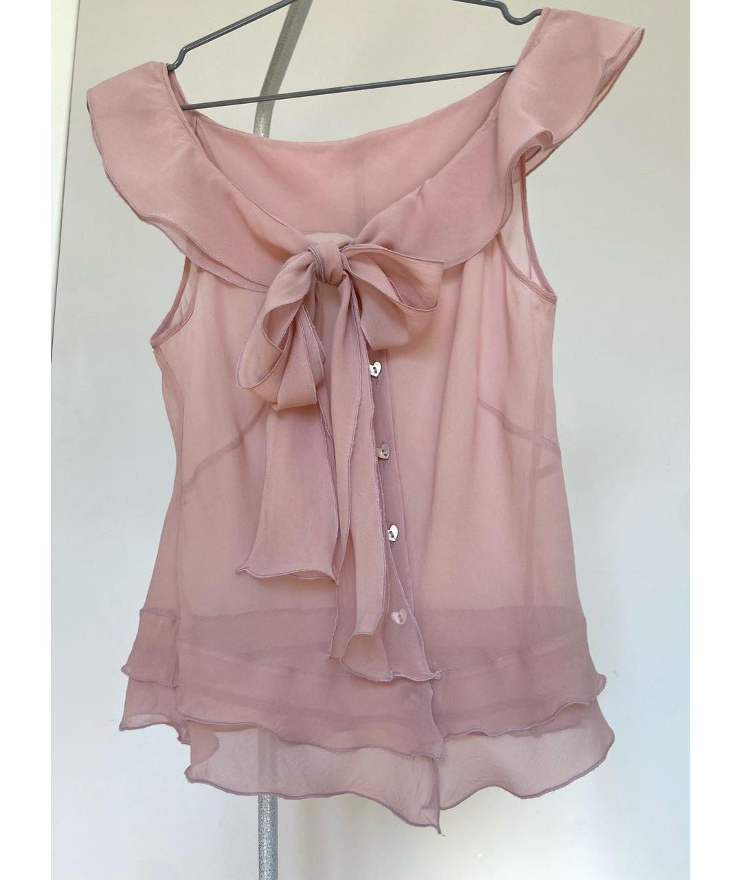 MOSCHINO Розовая шифоновая блузы, фото 9