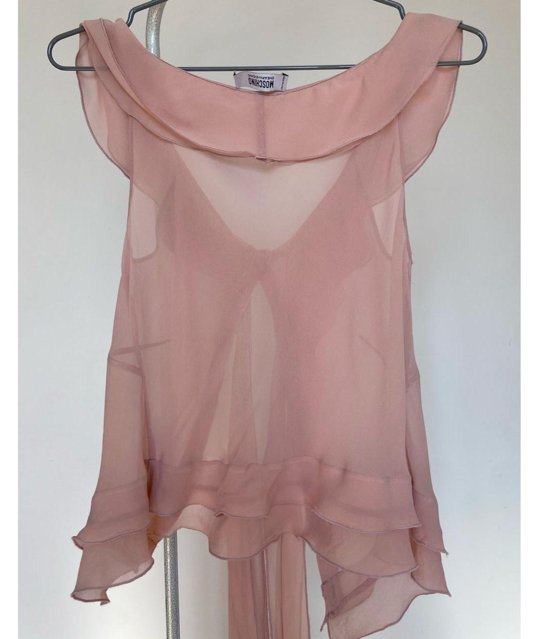 MOSCHINO Розовая шифоновая блузы, фото 2