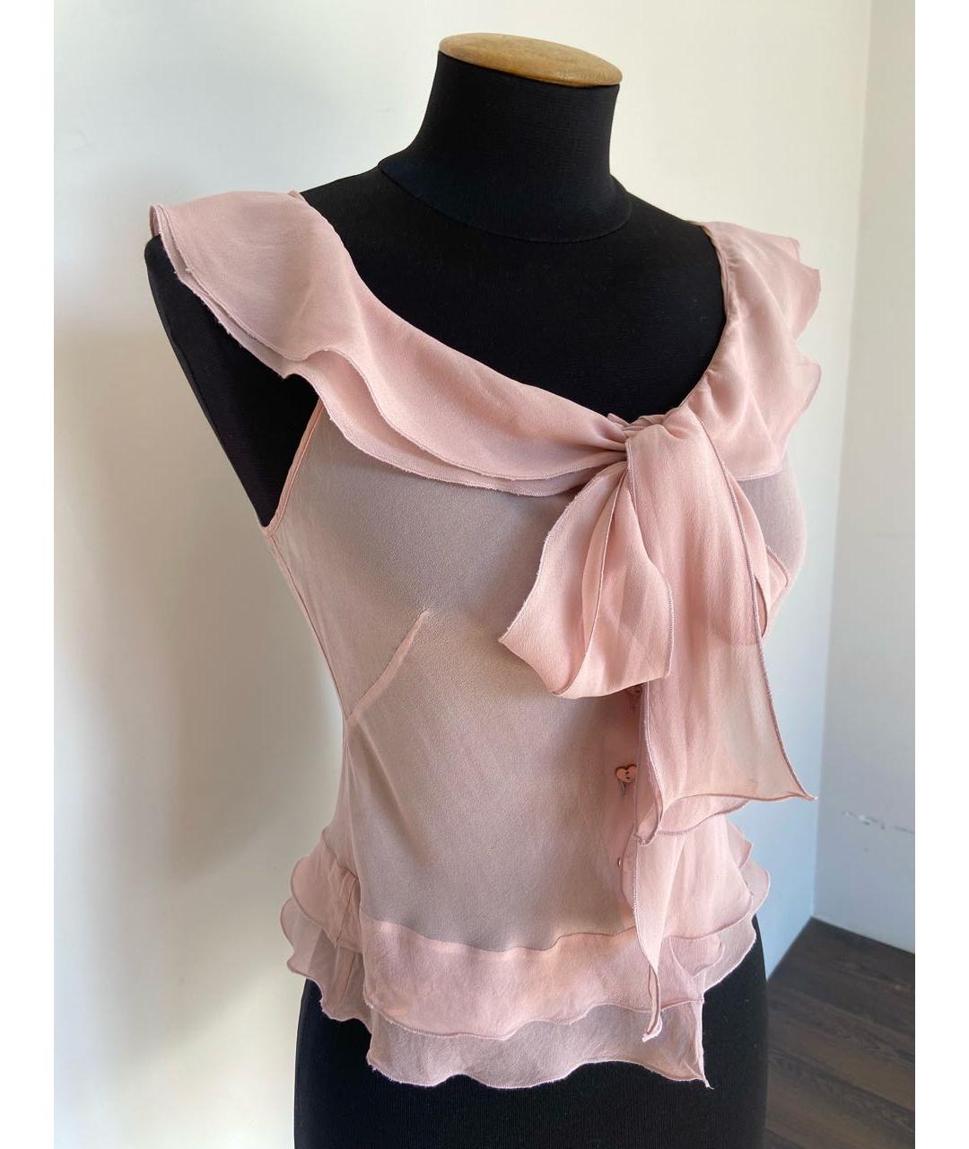 MOSCHINO Розовая шифоновая блузы, фото 3
