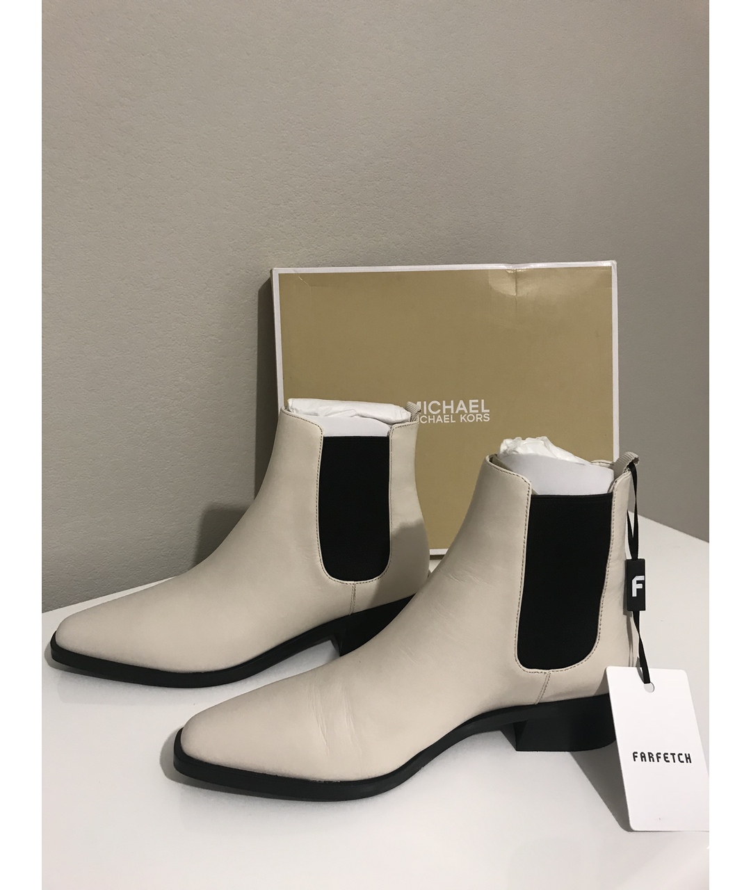 MICHAEL KORS Белые кожаные ботинки, фото 5