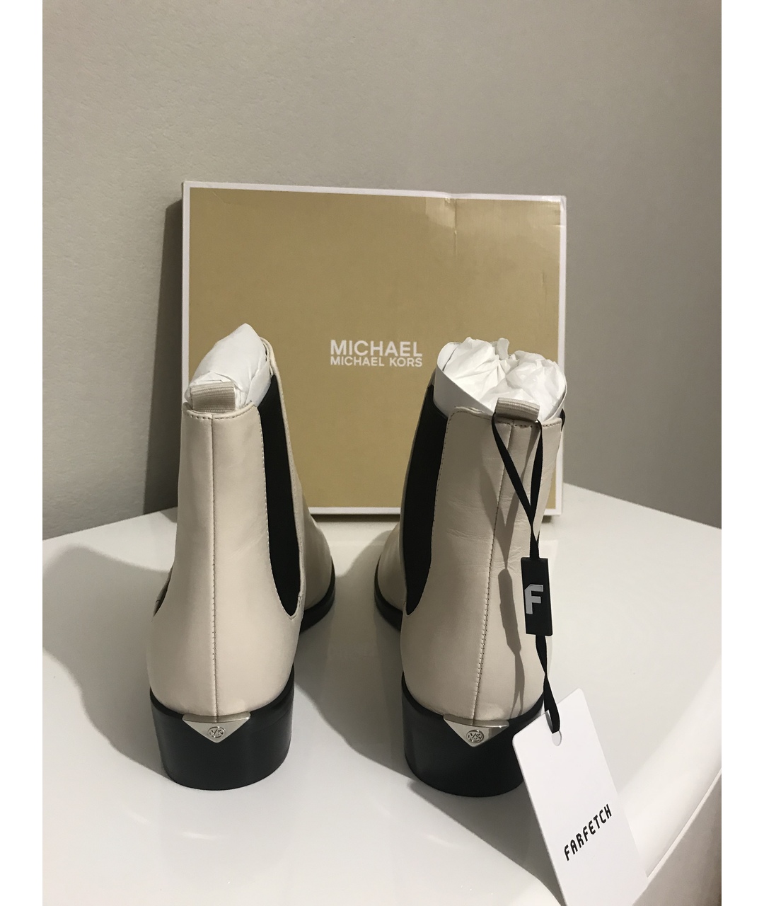 MICHAEL KORS Белые кожаные ботинки, фото 4