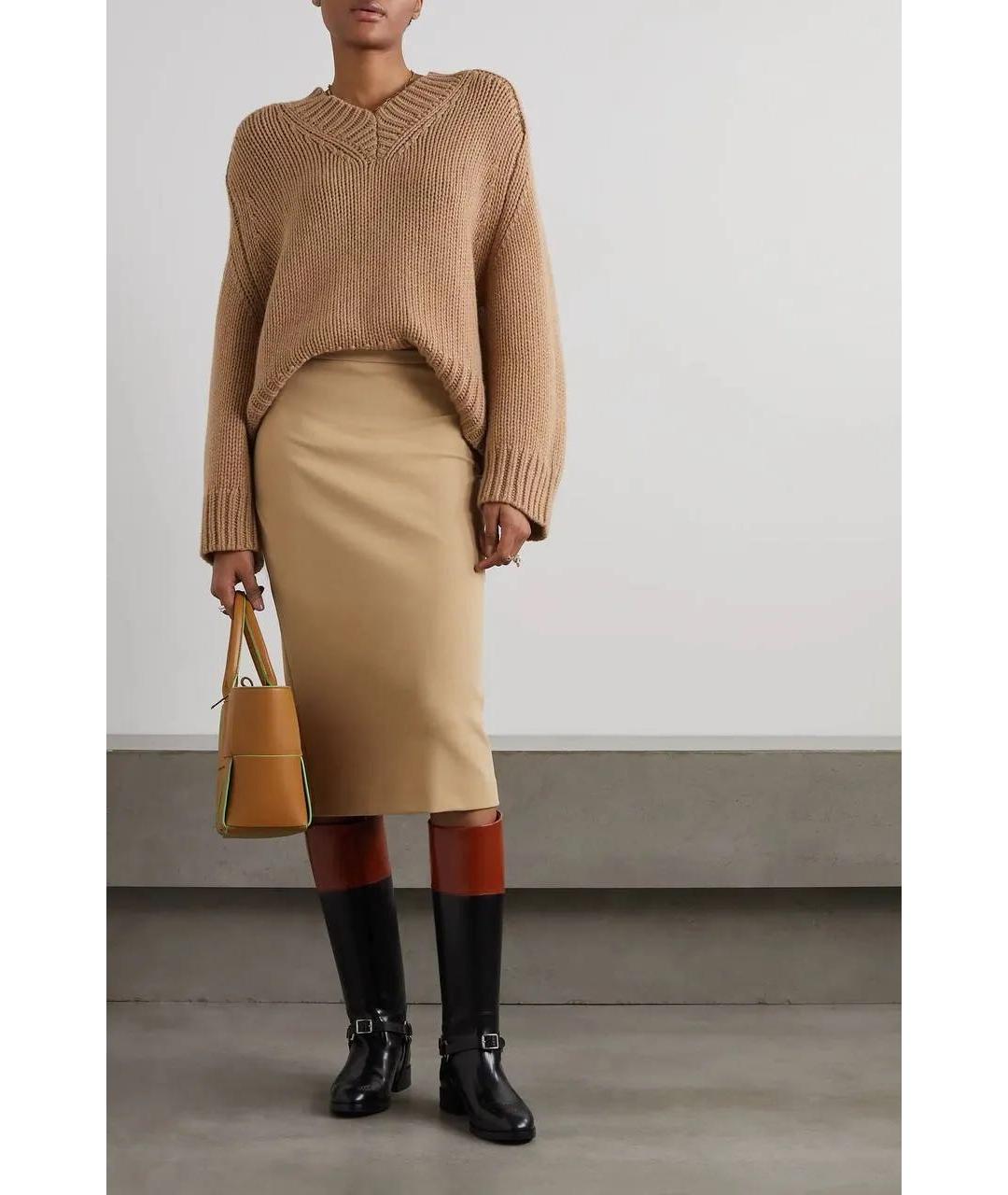 MAX MARA Бежевая юбка миди, фото 4