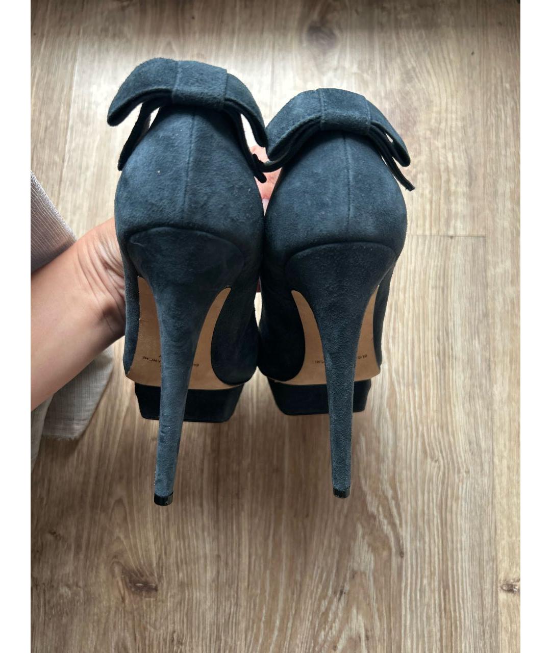 ELISABETTA FRANCHI Темно-синие замшевые туфли, фото 4