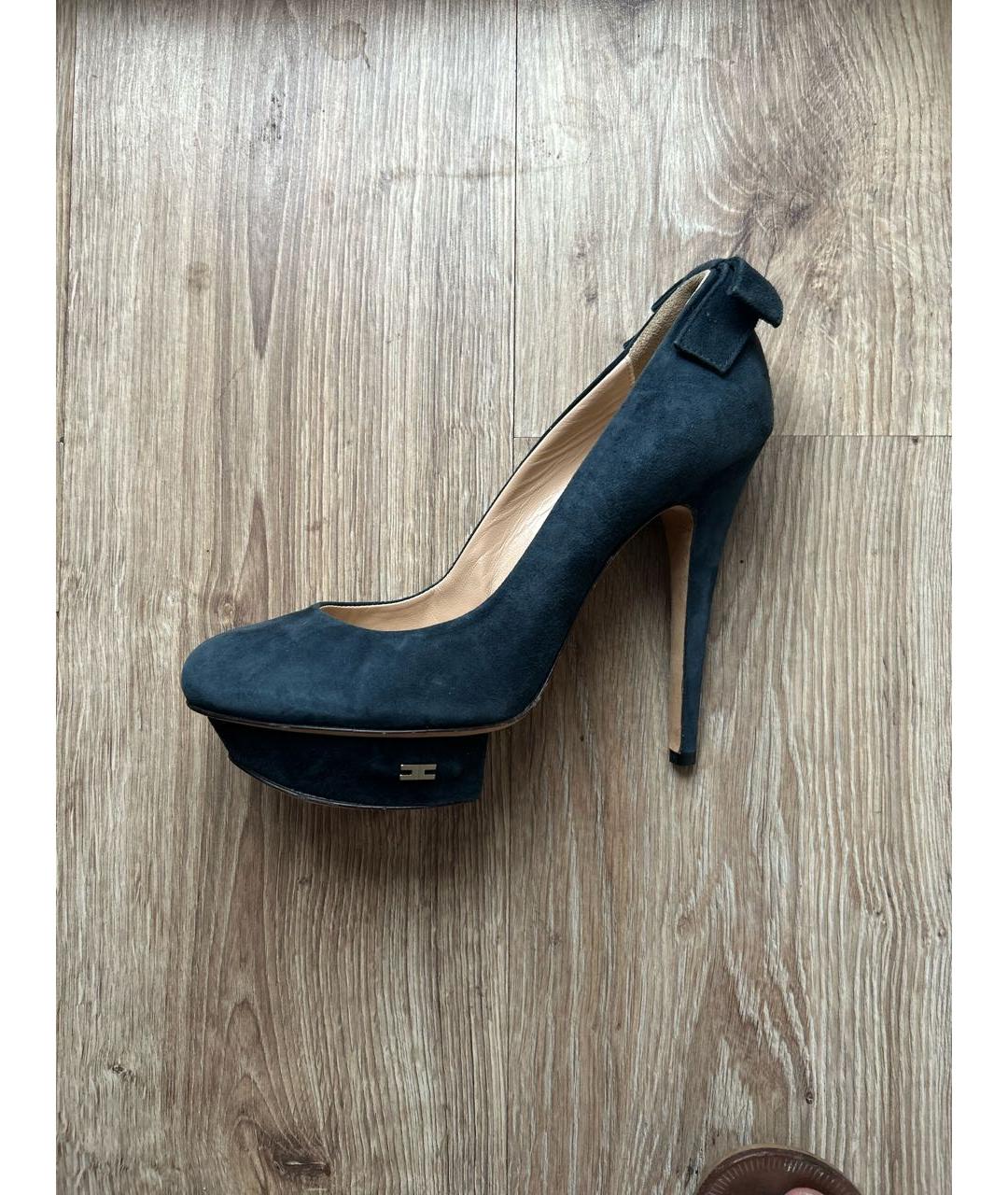 ELISABETTA FRANCHI Темно-синие замшевые туфли, фото 7