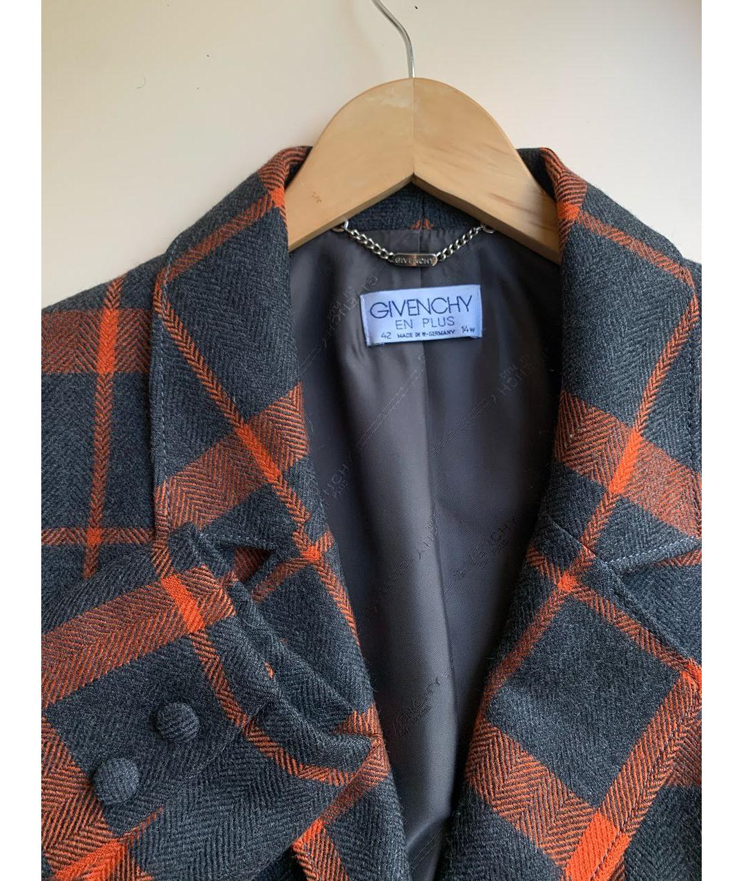 GIVENCHY VINTAGE Антрацитовый шерстяной жакет/пиджак, фото 7